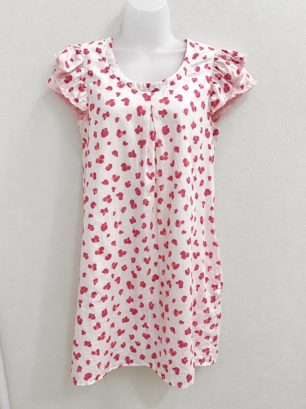 Persifor Mini Dress Size Small Pink Cotton Ruffle Sleeve